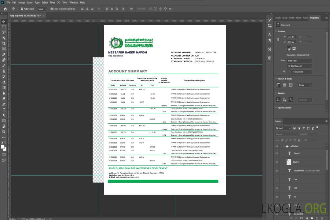 Modèle Excel et PDF de relevé bancaire de la Banque islamique d'Irak pour l'investissement et le développement template Modèle Excel et PDF de relevé bancaire de la Banque islamique d'Irak pour l'investissement et le développement template